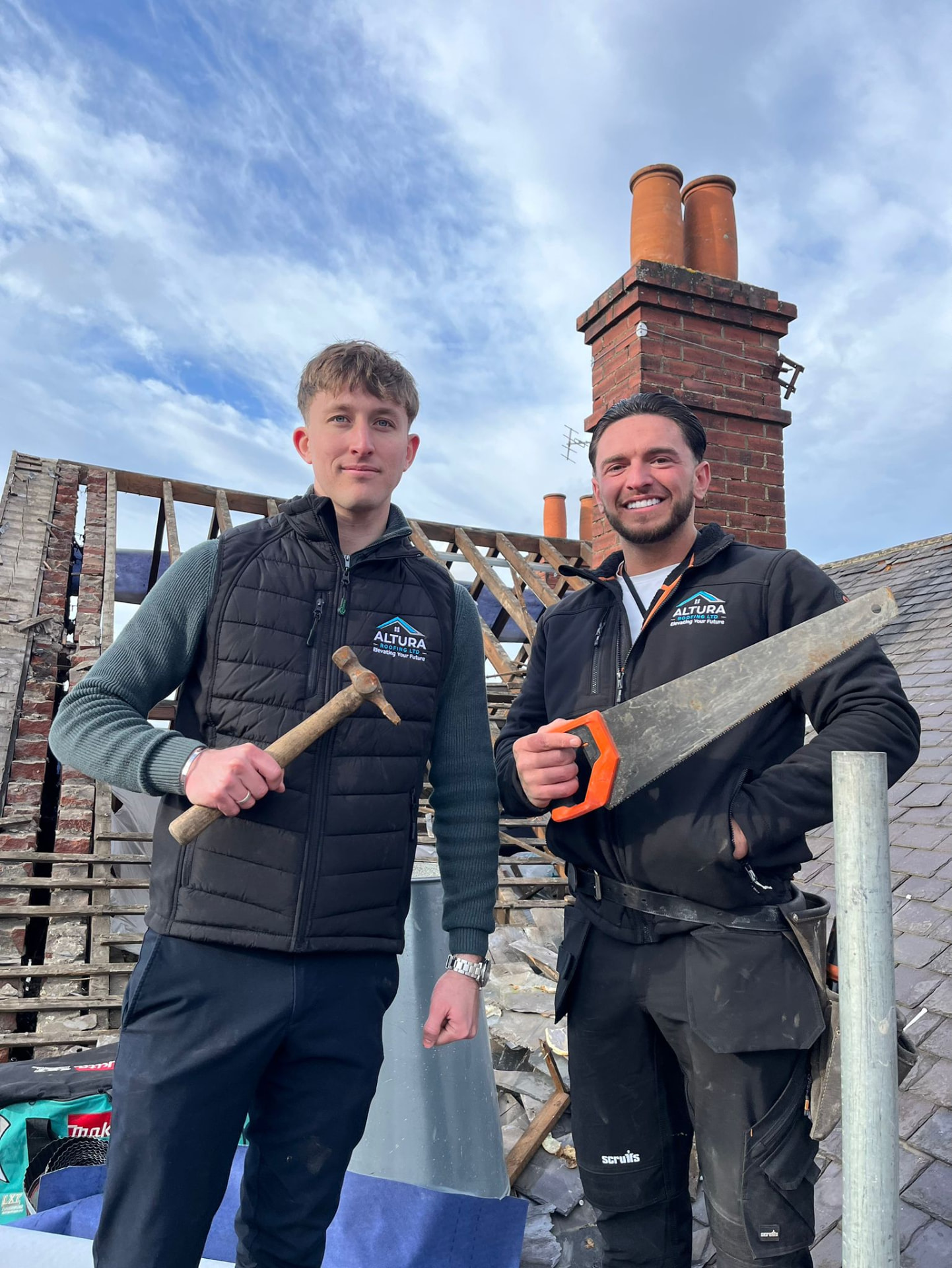 Altura Roofing team on a roof during a re-roof project